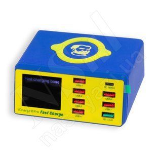 Зарядний пристрій MECHANIC iCharge 8Pro 7xUSB+Type-C+бездротова зарядка 100W з цифровою індикацією параметрів заряджання 00-00023461 фото