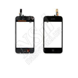 Тачскрин APPLE iPhone 3 2008 з кнопкою Home, шлейфом та рамкою, чорний 00-00001552 фото