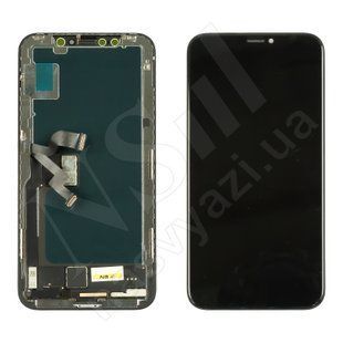 Дисплей APPLE iPhone X IPS IN CELL RJ COF з чорним тачскріном 00-00024357 фото