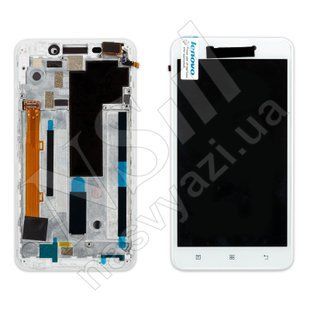 Дисплей LENOVO A5000 з білим тачскріном і рамкою 00-00021742 фото