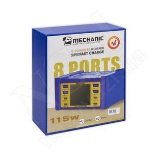 Зарядний пристрій MECHANIC V-Power 8S 4xUSB+4 Type-C 115W з цифровою індикацією параметрів заряджання 00-00025411 фото