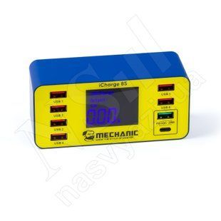 Зарядний пристрій MECHANIC iCharge 8S 7xUSB+Type-C 40W з цифровою індикацією параметрів заряджання 00-00024043 фото